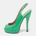 Gucci Shoes | Gucci Green Patent Leather Sofia Platform Peep Toe Ankle Strap Sandals Size 35.5 | Color: Green | Size: 35.5