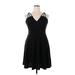 Allegra K Casual Dress - Party V-Neck Sleeveless: Black Solid Dresses - New - Women's Size Large