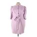 Zapelle Casual Dress - Sheath High Neck 3/4 sleeves: Purple Print Dresses - Women's Size 3X