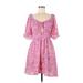 Sienna Sky Casual Dress: Pink Floral Motif Dresses - Women's Size Small