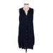 Knox Rose Casual Dress - Shift V Neck Sleeveless: Blue Print Dresses - Women's Size Medium