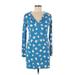 Diane von Furstenberg Casual Dress: Blue Graphic Dresses - Women's Size 6