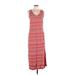 Casual Dress - Maxi: Red Fair Isle Dresses - Women's Size Large