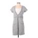 Citizens of Humanity Casual Dress - Mini Plunge Short sleeves: Gray Color Block Dresses - Women's Size Small