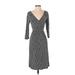 Maeve Casual Dress - Midi Plunge 3/4 sleeves: Gray Dresses - Women's Size X-Small