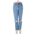 ASOS Jeans - Mid/Reg Rise Straight Leg Boyfriend: Blue Bottoms - Women's Size 28 - Distressed Wash