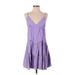 Shein Casual Dress - Mini Plunge Sleeveless: Purple Solid Dresses - Women's Size 2