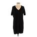 Amour Vert Casual Dress - Shift V Neck Short sleeves: Black Print Dresses - Women's Size X-Small