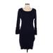 Nina Leonard Casual Dress - Sweater Dress: Blue Solid Dresses - Women's Size Large