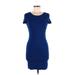 Forever 21 Casual Dress - Bodycon Scoop Neck Short sleeves: Blue Solid Dresses - Women's Size Medium