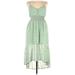 Sweet Storm Casual Dress - Midi V Neck Sleeveless: Green Floral Dresses - Women's Size X-Large