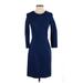 J.Crew Casual Dress - Sheath Crew Neck 3/4 sleeves: Blue Print Dresses - Women's Size 0