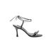 Manolo Blahnik Heels: Black Print Shoes - Women's Size 35.5 - Open Toe