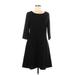 DKNY Casual Dress - A-Line Scoop Neck 3/4 sleeves: Black Print Dresses - Women's Size 6