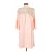 NANETTE Nanette Lepore Casual Dress - Shift High Neck 3/4 sleeves: Pink Solid Dresses - Women's Size 4
