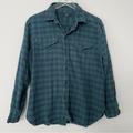 Madewell Tops | Madewell Flannel Cargo Workshirt In Buffalo Check Womens Size L | Color: Blue/Green | Size: L