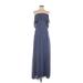 TOBI Casual Dress - A-Line Open Neckline Sleeveless: Blue Solid Dresses - Women's Size Small