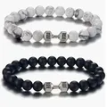 DumbHavana-Bracelets à breloques en perles pour hommes et femmes bracelets en pierre de lave noire