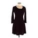 Calvin Klein Casual Dress - A-Line: Burgundy Solid Dresses - Women's Size Medium Petite