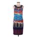 Studio One Cocktail Dress - Sheath: Blue Fair Isle Dresses - Women's Size Medium