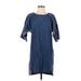 Life in Progress Casual Dress - Shift Crew Neck Short sleeves: Blue Solid Dresses - Women's Size Small