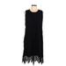 Neiman Marcus Cocktail Dress - Mini Crew Neck Sleeveless: Black Solid Dresses - Women's Size Large