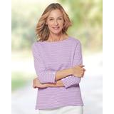 Appleseeds Women's Coastal Cotton Striped Bateau-Neck Tee - Multi - PXL - Petite