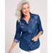 Blair Women's DenimLite Embroidered Button-Up Shirt - Multi - 2XL - Womens