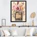 Design Art Vintage Perfume Bottle w/ Blossoming Flowers I - Perfumes Wall Art Living Room Metal in Pink | 32 H x 24 W x 1 D in | Wayfair