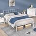 Ebern Designs Eeva Bed Frame w/ Headboard, Iron-Art Platform Bed No Box Spring Needed/Mattress in White | 38.6 H x 54.4 W x 77.7 D in | Wayfair