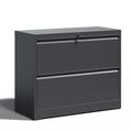 Inbox Zero 2 Drawer Lateral File Cabinet w/ Lock for Home Office A4/Letter/Legal Size Metal/Steel in Black | 28.5 H x 35.43 W x 15.75 D in | Wayfair