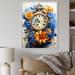 Bungalow Rose Boho Time Orange Flowers & Blue Feathers Framed On Canvas Print Metal in Blue/Orange | 40 H x 30 W x 1.5 D in | Wayfair
