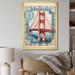 Winston Porter Golden Gate San Francisco Retro Illustration I - Print on Canvas Metal in Blue/Red | 32 H x 16 W x 1 D in | Wayfair