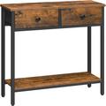 17 Stories 29.5" Narrow Console Table w/ 2 Fabric Drawers, Small Entryway Table w/ 2-Tier Storage Shelves, Thin Sofa Table, Side Table | Wayfair