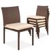 Red Barrel Studio® Susanville Wicker Outdoor Stackable Dining Side Chair w/ Cushion Wicker/Rattan in White/Brown | 34.25 H x 21 W x 20 D in | Wayfair