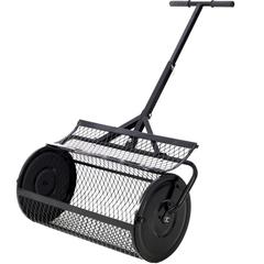 24'' Black Metal Mesh Compost Spreader with T shaped Handle for Planting, Lawn and Garden Care - 47.2''×24''×13''