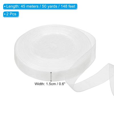 0.6 Inch x 50 Yard Organza Ribbon, 2 Pack Gift Wrapping for Bouquet