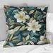 Designart "White Green White Green Vintage Cottage Flowers" Cottage Printed Throw Pillow