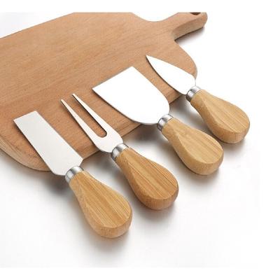 Wooden Handle Stainless Steel 4-Piece Cheese Knife Set