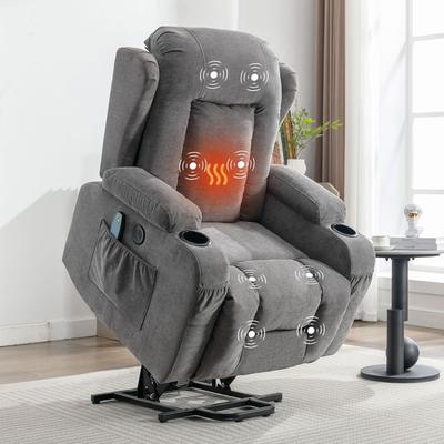 Heat Massage Power Lift Recliner with Infinite Position, Side Pocket and USB Charge Port