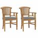 Dcenta Patio Chairs 2 pcs with Dark Gray Cushions Solid Teak Wood