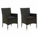 Walmeck Patio Chairs with Cushions 2 pcs Poly Rattan Black