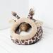 SEAYI Pet Hamster Houses for Indoor Autumn Winter Self-Warming Pet Tent Cave Pet Beds for Hamster Cute Giraffe Shape Cave Pet Beds with Removable Washable Cushioned Pillow Multicolor/XL