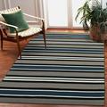 Sorrento Low Profile Easy Care Rectangular Indoor/Outdoor Rug-Transitional Decorative Colorful Contemporary Cabana Stripe Navy 5 X 7 6