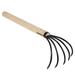 1PC Iron Rake Wooden Handle Five-Teeth Rake Multifunctional Rake Gardening Tool for Home Outdoor Beach