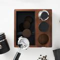Espresso Knock Box 4 in 1 Coffee Filter Tamper Holder Espresso Tamper Coffee Distributor and Coffee Tamping Stand Wooden Base Cafe Machine Accessories for Home Office Cafe