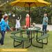 8 Person Outdoor Picnic Table and Bench Set with Umbrella Hole Green