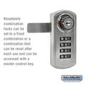 Resettable Combination Lock - for Extra Wide Designer Wood Locker Door - Silver