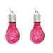 2pcs Waterproof Solar Rotatable Hanging LED Light Lamp Bulb for Outdoor Garden Camping (Pink Shell)