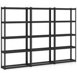 Costway 3 PCS 5-Tier Heavy Duty Storage Shelf Storage Utility Rack Shelf with Anti-tipping Device Black